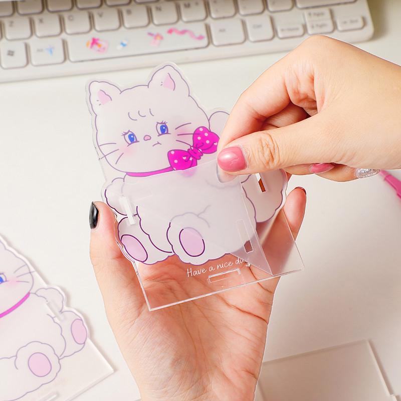Suport acrilic pentru stilou Kawaii Organizator de birou INS Transparent Iepuraș Urs Pisica Papetarie de birou Cutie de depozitare pentru cosmetice