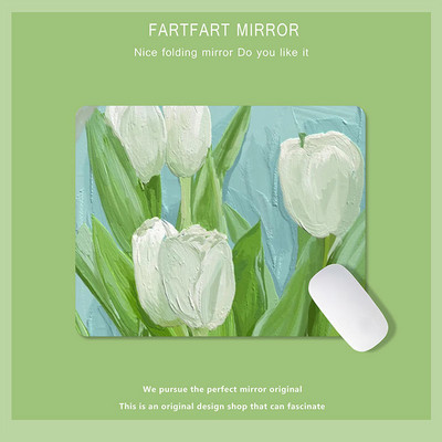 Zelena slatka mala podloga za miša Podloga za miša Kawaii uljane slike Tulipan Crtić Laptop Rug Gaming Tipkovnica Stol Podloga Mause Pc Stol Mausepad