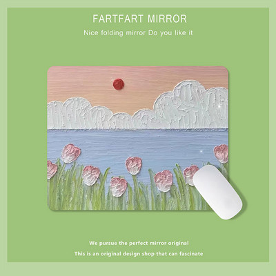 Zelena slatka mala podloga za miša Podloga za miša Kawaii uljane slike Tulipan Crtić Laptop Rug Gaming Tipkovnica Stol Podloga Mause Pc Stol Mausepad