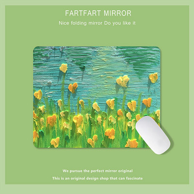 Zelena slatka mala podloga za miša Podloga za miša Kawaii uljane slike Tulipan Crtić Laptop Rug Gaming Tipkovnica Stol Podloga Mause Pc Stol Mausepad