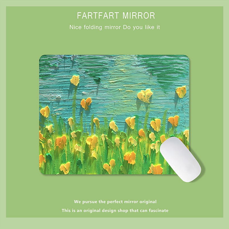 Zelena slatka mala podloga za miša Podloga za miša Kawaii uljane slike Tulipan Crtić Laptop Rug Gaming Tipkovnica Stol Podloga Mause Pc Stol Mausepad