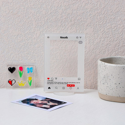 MINKYS 3 inča Kpop Držač za foto kartice Idol Photo Protective Stand Display Zaštitni držač za foto kartice Kawaii pribor