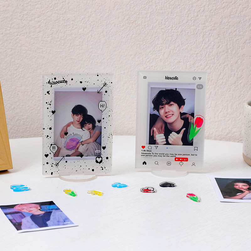 MINKYS 3 inča Kpop Držač za foto kartice Idol Photo Protective Stand Display Zaštitni držač za foto kartice Kawaii pribor