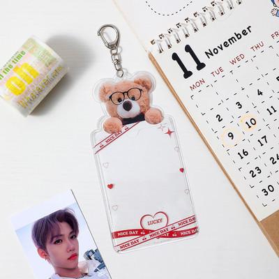 Kawaii stakleni medvjed 3 inča, držači kartica, privjesci, prozirni PVC fotokartice, zaštitni omoti, omot za kartice za autobus