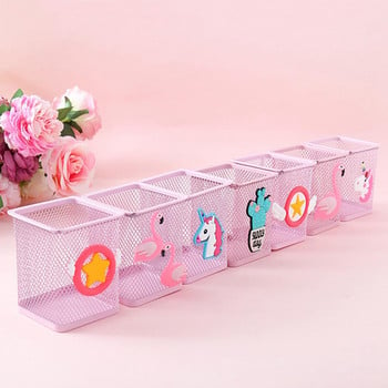 Нов Creative Kawaii Pink Unicorn Cactus Flamingo Square Кутия за съхранение на канцеларски материали Manage Case Pencil Pen Holder Stand Студентски подаръци