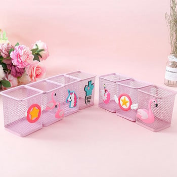 Нов Creative Kawaii Pink Unicorn Cactus Flamingo Square Кутия за съхранение на канцеларски материали Manage Case Pencil Pen Holder Stand Студентски подаръци