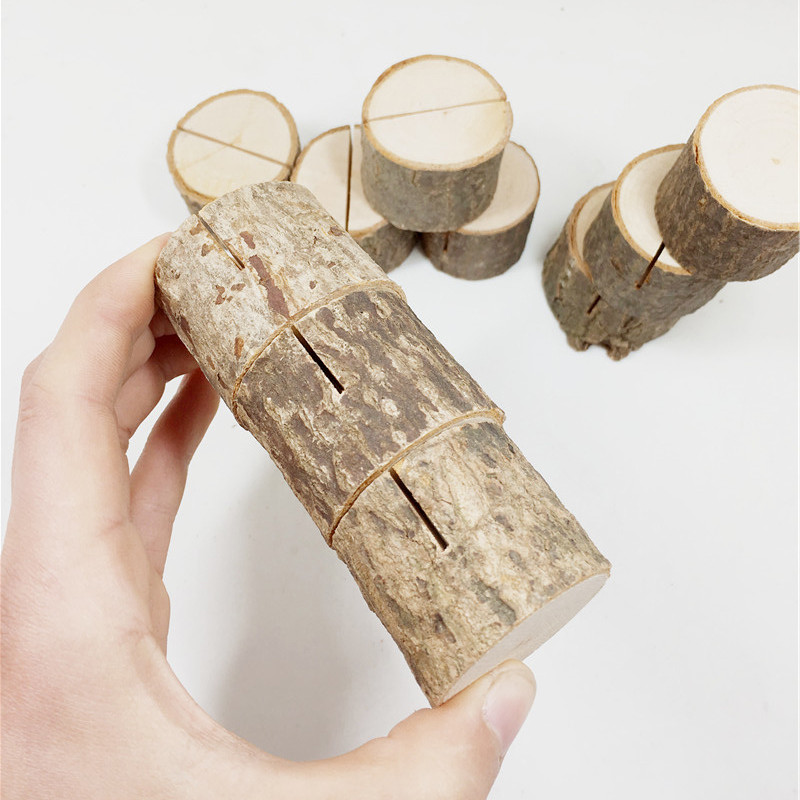 Drveni držač kartice u obliku panja od 3 komada Stalak za fotografije Stalak za vjenčanje Držač rasporeda Uredski školski stol Organizator Dekoracija