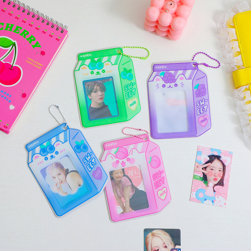 MINKYS New Arrival Kawaii Milk Box Shape Photocards Držač kreditne osobne kartice Držač fotografije Bus Card Zaštitna torbica Pribor
