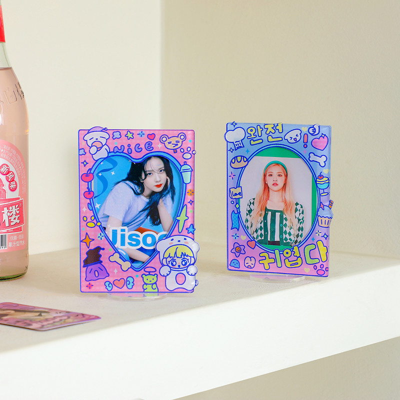 Kawaii crtani medvjed 3 inčni akrilni okvir za fotografije idol stalak za razglednice Ukras za radnu površinu u korejskom stilu