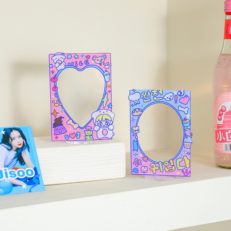 Kawaii crtani medvjed 3 inčni akrilni okvir za fotografije idol stalak za razglednice Ukras za radnu površinu u korejskom stilu