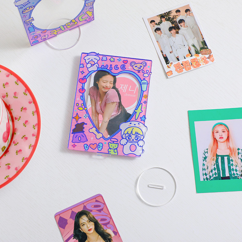 Kawaii crtani medvjed 3 inčni akrilni okvir za fotografije idol stalak za razglednice Ukras za radnu površinu u korejskom stilu