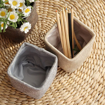 Нов мини малък ленен държач за химикалки Настолни кутии Cloth Art Brush Pot реквизит за снимки Проста и прекрасна кутия за ключове Малки държачи за химикалки