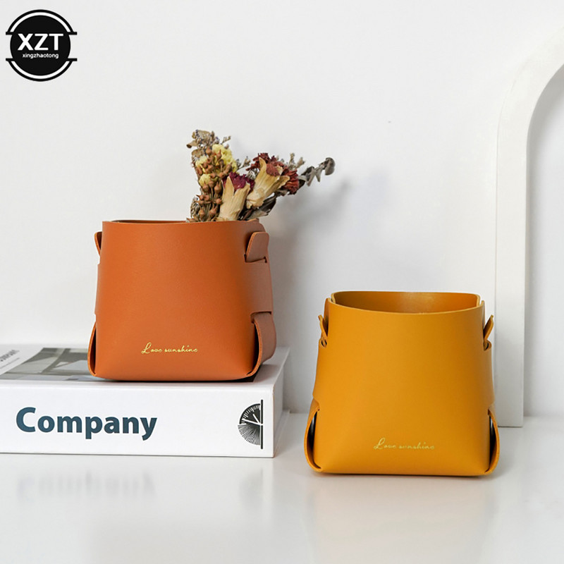 Αρχική Σπίτι Creative Desktop Δερμάτινο Αποθηκευτικό Καλάθι Θήκη στυλό Διάφορα βασικά ακουστικά Κουτί αποθήκευσης Εργαλεία μακιγιάζ Καλάθι οργάνωσης