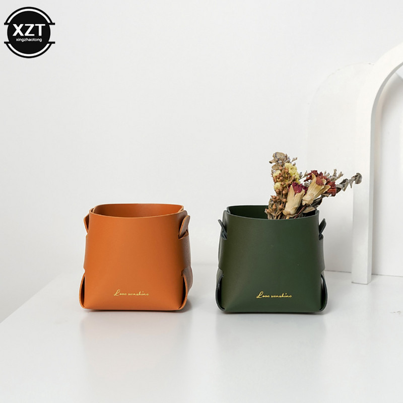 Αρχική Σπίτι Creative Desktop Δερμάτινο Αποθηκευτικό Καλάθι Θήκη στυλό Διάφορα βασικά ακουστικά Κουτί αποθήκευσης Εργαλεία μακιγιάζ Καλάθι οργάνωσης