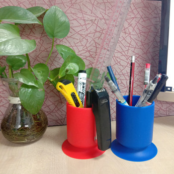 Креативен силиконов държач за химикалки с вендуза Поставка за моливи Гърне за химикалки Контейнер за четка за грим Бюро Органайзер Съхранение Канцеларски материали