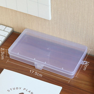 1 бр. Пластмасова прозрачна кутия за съхранение на бюро Студентска кутия за канцеларски материали Голям размер, сортирана и организирана