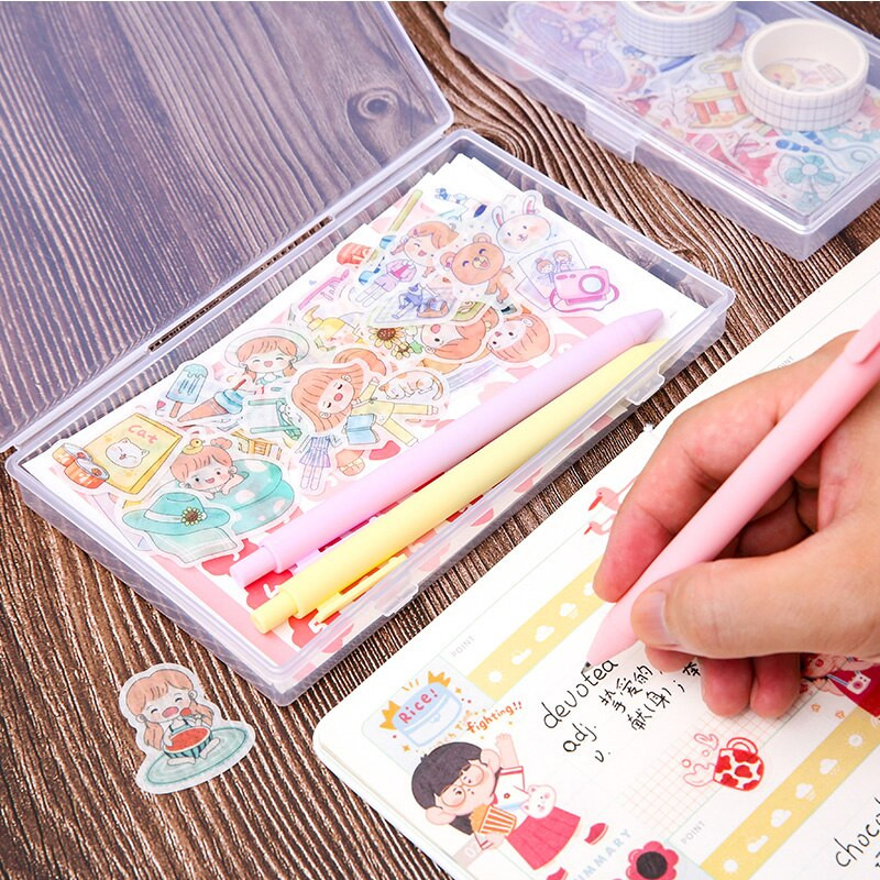 Läbipaistev lauaarvuti kirjatarvete kleebised plastikust hoiukarbi korraldaja konteiner kunstitööriista ümbris käsitöö lauaarvuti koolitarvete jaoks