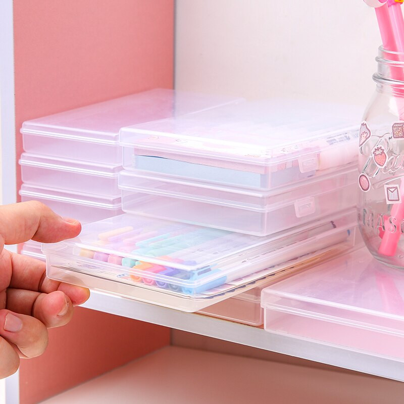 Läbipaistev lauaarvuti kirjatarvete kleebised plastikust hoiukarbi korraldaja konteiner kunstitööriista ümbris käsitöö lauaarvuti koolitarvete jaoks