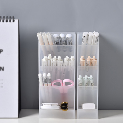 Творчески многофункционален органайзер за настолен плот с 4 решетки Поставка за писалка Кутия за съхранение на грим Училищни офис аксесоари Канцеларски материали