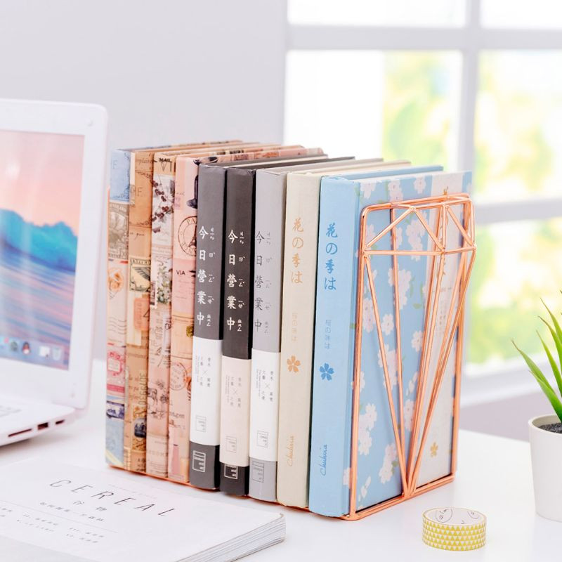 Kreativni metalni držači za knjige u obliku dijamanta, stolni organizator, potpora za knjige, stalak, držač, polica