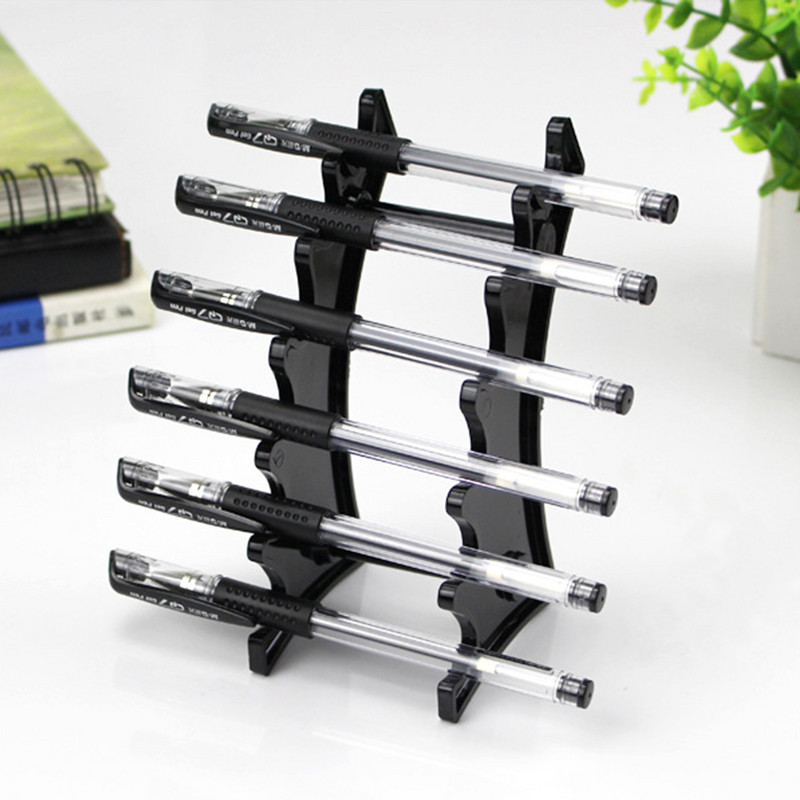 Stalak za četke za šminku sa 6 utora Plastični okomiti stalak za displej za olovke Držač kemijske olovke Držač papira za školski ured kod kuće