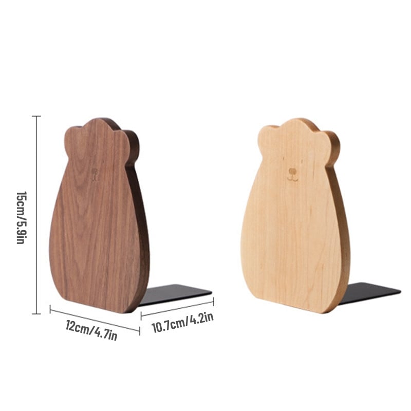 Drveni držač za knjige s malim medvjedom Drveni držač za časopise Drveni držač za knjige Protuklizni za teške knjige Dekoracije stolova za kućni ured K1KF