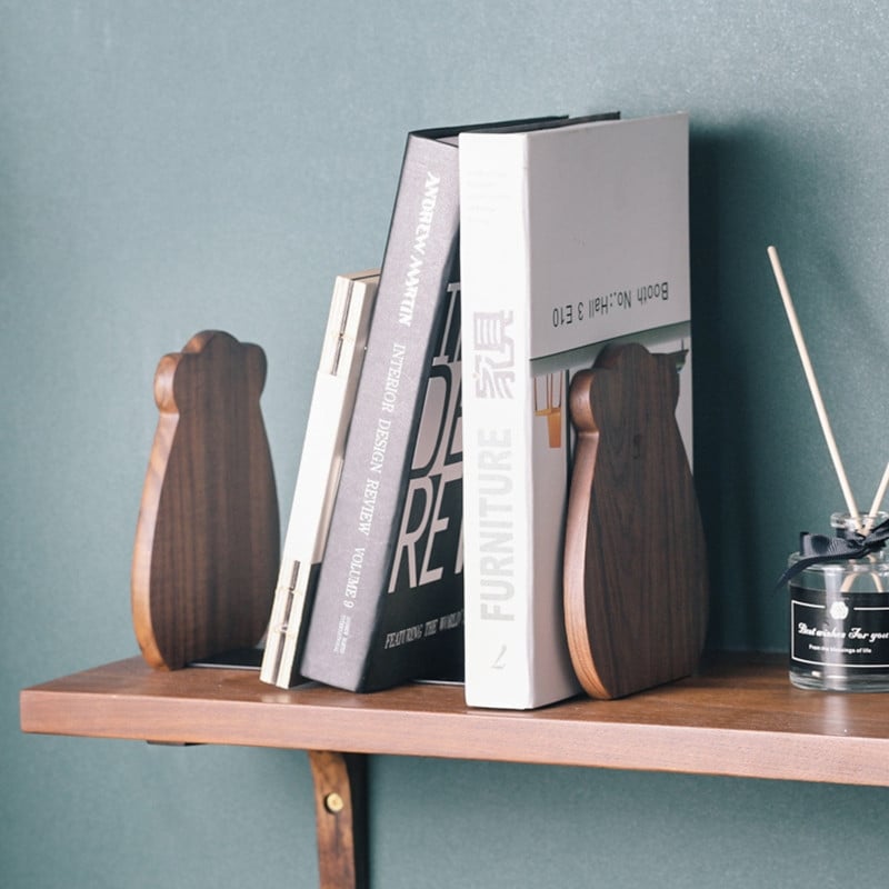 Drveni držač za knjige s malim medvjedom Drveni držač za časopise Drveni držač za knjige Protuklizni za teške knjige Dekoracije stolova za kućni ured K1KF