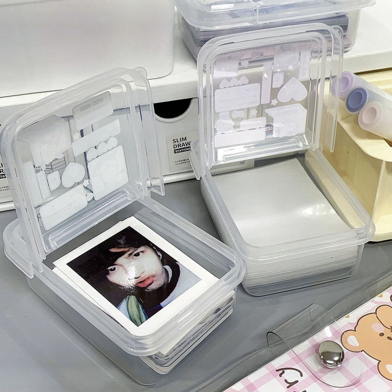 MINKYS 2 ks/sada 3 palcov Kpop fotokarty úložný box klipy nálepky pásky zberný box klasifikačný box školské kancelárske potreby