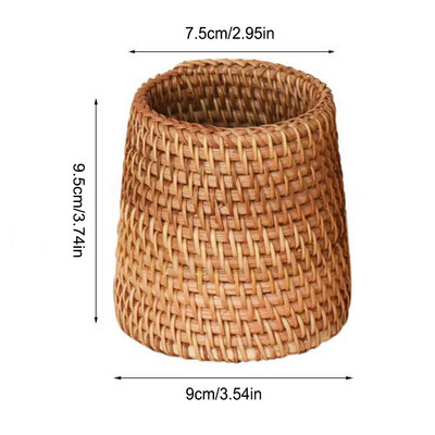 Cutie de depozitare din ratan lucrată manual Suport stilou cosmetic Accesorii pentru ceremonia ceaiului Decorare pentru depozitare vesela Coș de depozitare pentru uz casnic
