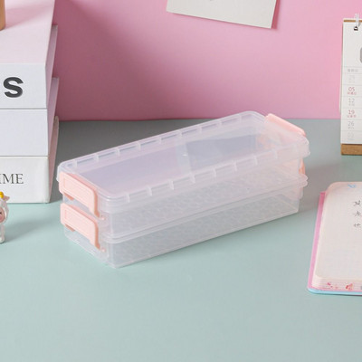 Nešiojamas dviejų sluoksnių skaidrus pieštukų dėklas, didelės talpos daugiafunkcis stalinis dėklas, akinių dėklas, raštinės reikmenų dėžutė