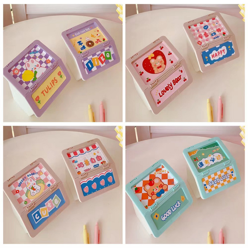 1PC crtana stolna kutija za pohranu na preklop, organiziranje, studentska stolna traka, kutija za nakit, spremnik, kutija za pohranu