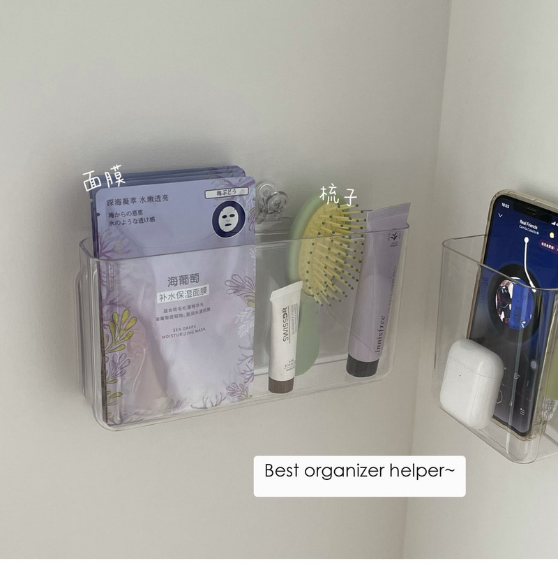 Sharkbang prozirna viseća kutija za pohranu Akrilni organizator za spavaonice bez bušenja Zidni držač za stalak za studentsku spavaću sobu