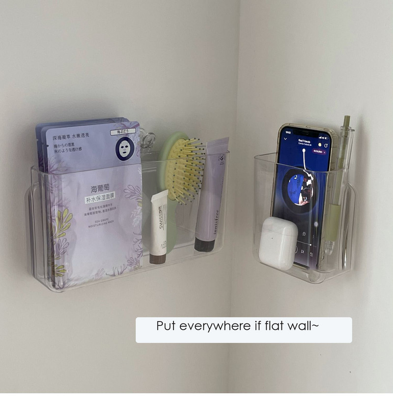 Sharkbang prozirna viseća kutija za pohranu Akrilni organizator za spavaonice bez bušenja Zidni držač za stalak za studentsku spavaću sobu