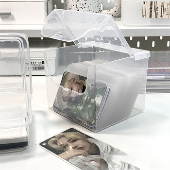 Sharkbang 3 бр. Комплект ABS флип кутия за съхранение Прозрачен настолен органайзер Пощенски картички с голям капацитет Стикери Кутия Държач за подпакет