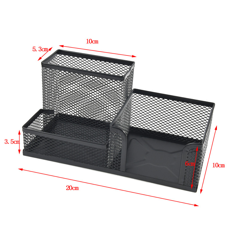 Rašomosios raštinės reikmenys Kūrybiškas metalinis rašiklio laikiklis Pieštukų laikiklis 3 tinklelio laikymo dėžutės priedai rašiklio laikiklis