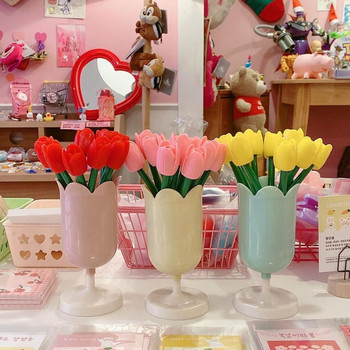 Kawaii Plastic Tulip Holder INS Girl Μικρό κουτί μακιγιάζ Σχολικό αξεσουάρ Οργάνωση επιτραπέζιου πέταλου