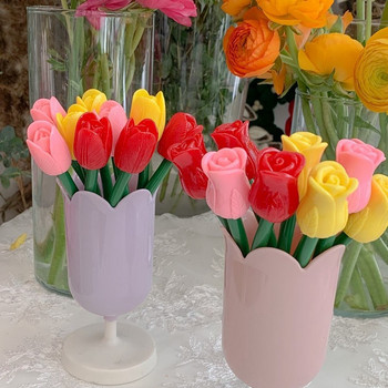 Kawaii Plastic Tulip Holder INS Girl Μικρό κουτί μακιγιάζ Σχολικό αξεσουάρ Οργάνωση επιτραπέζιου πέταλου