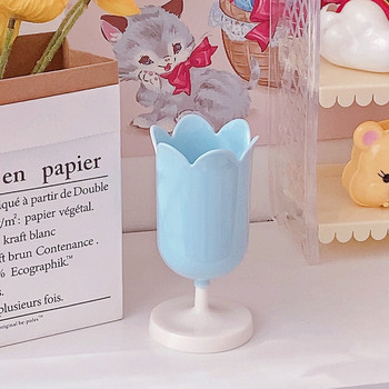 Kawaii Plastic Tulip Holder INS Girl Μικρό κουτί μακιγιάζ Σχολικό αξεσουάρ Οργάνωση επιτραπέζιου πέταλου