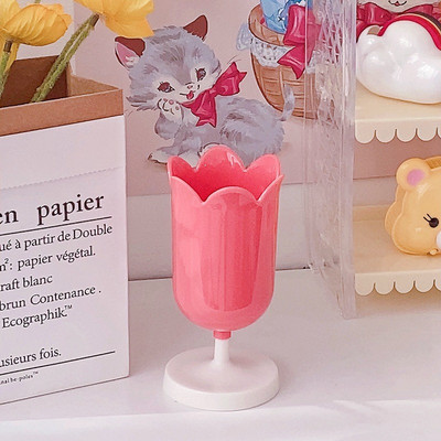 Kawaii plastični tulipan držač za olovku INS Girl Mala kutija za šminku Organizator za školske potrepštine Ukras s laticama na stolu