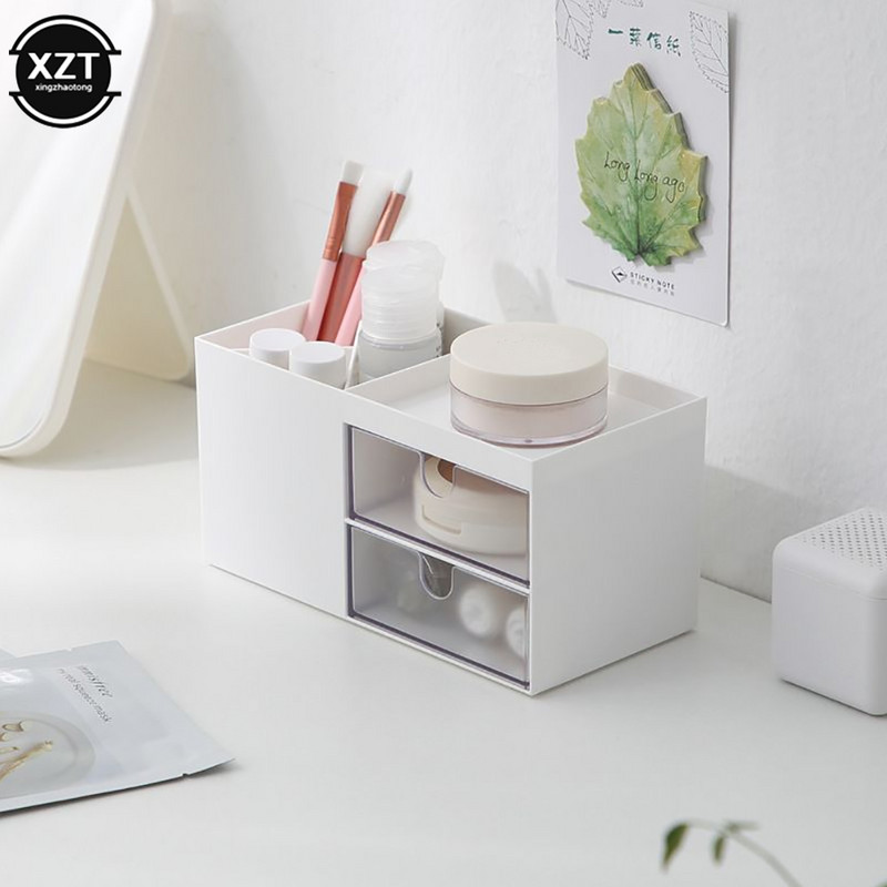Multifunkčný stolný držiak na pero, úložný box, organizér na písacie potreby, zásuvka na šperky, kozmetický úložný box na dievča