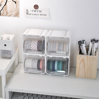 MINKYS New Arrival 1PC White Storage Box For Tapes Clips Desktop Organizer Kawaii School Stationery Accessories