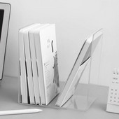 L-alakú átlátszó akril könyvállvány könyvtartó írószer-tartozékok Egyszerű üzenőfali állványtartó íróasztal-rendező