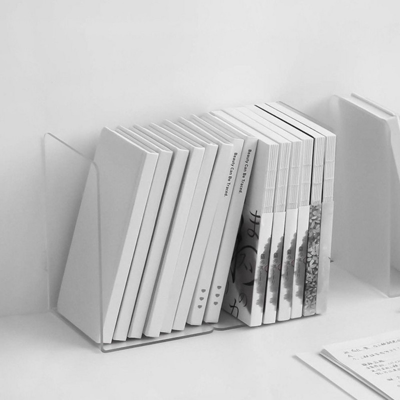 L-alakú átlátszó akril könyvállvány könyvtartó írószer-tartozékok Egyszerű üzenőfali állványtartó íróasztal-rendező