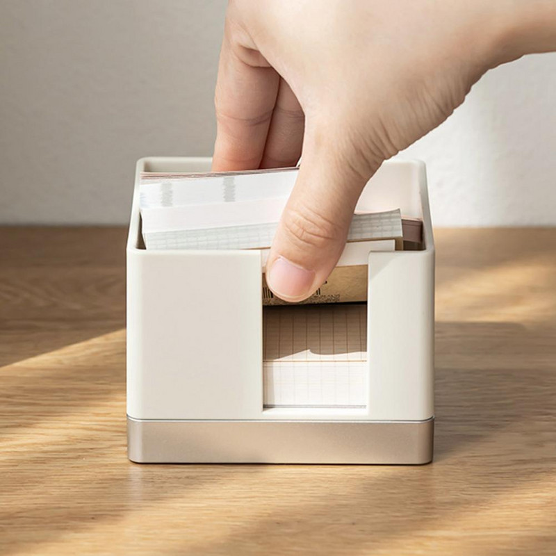 Lipniųjų lapelių laikiklis Stilingas kvadratinis kompaktiškas daugiafunkcis rašomasis stalas Priklijuojamas užrašų dėžutė, skirta studijoms darbalaukio organizatoriaus atmintinių dėžutei