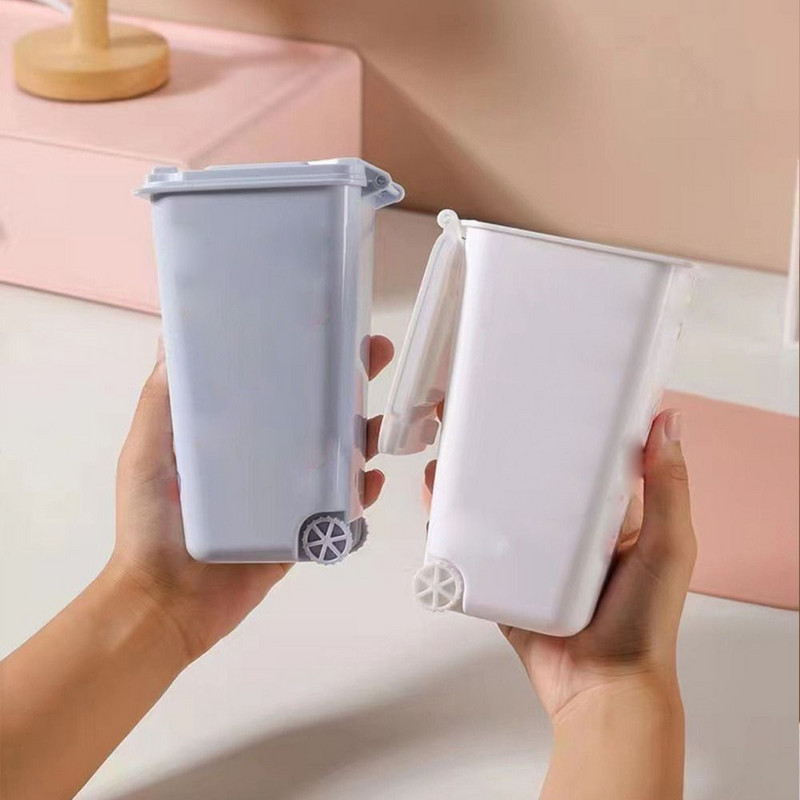 Lauaarvuti väike prügikasti pliiatsihoidja Mini koos kaanega laual Creative Laua paberikorvi hoiuämber