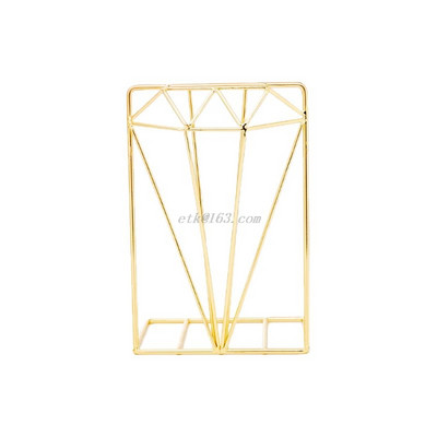 1 pc grāmatu atbalsta statīvs Radošs dimanta formas metāla grāmatplaukts, rakstāmgalda organizators uzglabāšanas plaukts