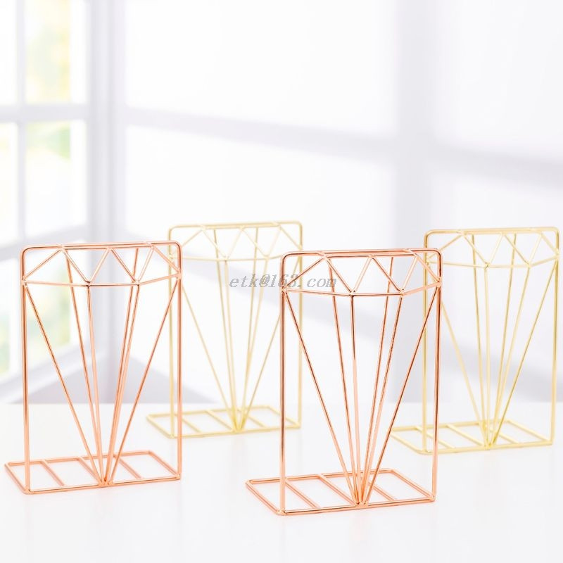 1 pc grāmatu atbalsta statīvs Radošs dimanta formas metāla grāmatplaukts, rakstāmgalda organizators uzglabāšanas plaukts