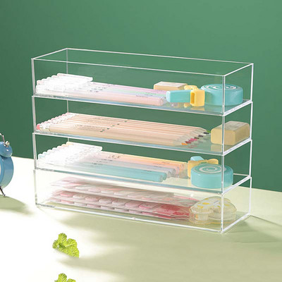 Átlátszó, fedél nélküli, egymásra rakható tárolódoboz fiókos válogatódoboz, asztali írószer és egyéb válogató ékszercsomagoló doboz