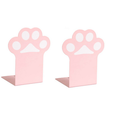 Suport cărți de birou din metal, 2 buc, organizator de cărți Kawaii cu labe de pisică