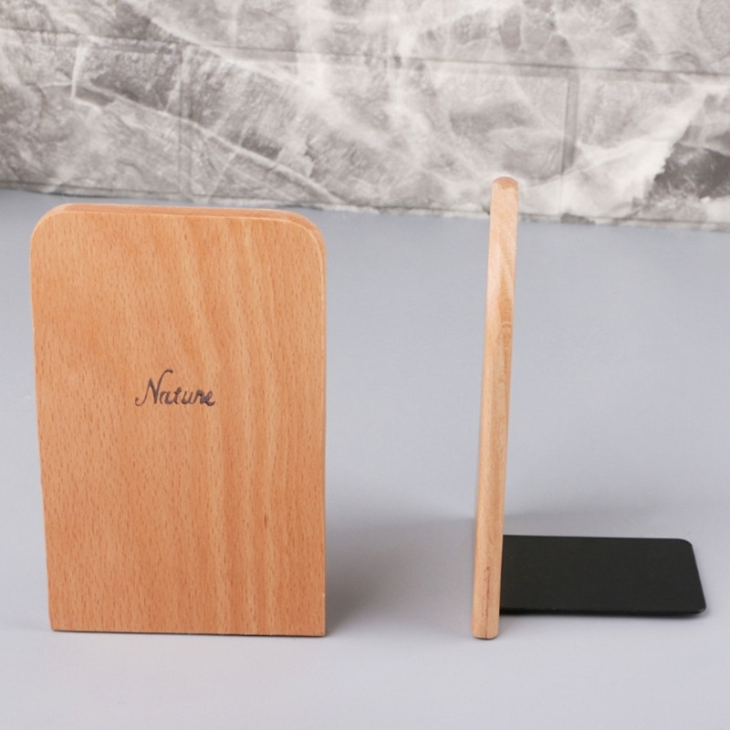 Nature Wooden Desktop Organizer Desktop Office Home Könyvtartók Csúszásgátló könyv véget ér